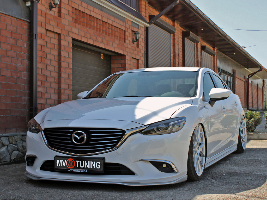 Комплект сплиттеров(передний и боковые-сплиттеры (пороги) Mazda 6 / Atenza GJ (2012 - 2018) + УСТАНОВОЧНЫЙ КОМПЛЕКТ