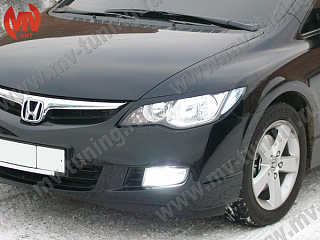 Реснички на фары  узкие var№1 Honda Civic 4D (2006-2012) + УСТАНОВОЧНЫЙ КОМПЛЕКТ