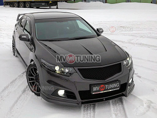 Юбка переднего бампера Modulo Honda Accord 8 (VIII) / Acura TSX (CU/CW) (2008-2013) + УСТАНОВОЧНЫЙ КОМПЛЕКТ