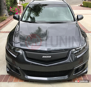 Юбка переднего бампера "Mugen Style" Honda Accord 8 (VIII) / Acura TSX (CU/CW) (2008-2010) + установочный комплект